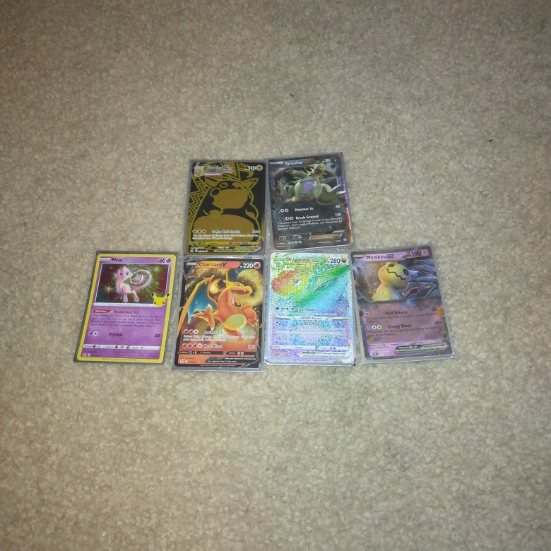6 Rare Pokemon cards