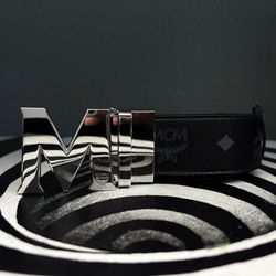 Men’s Silver/Black Luxury Belt | Size 32/80