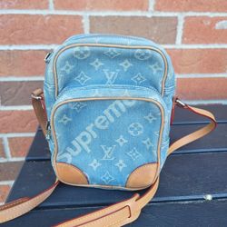Humble - Supreme/Louis Vuitton crossbody, two pocket denim bag