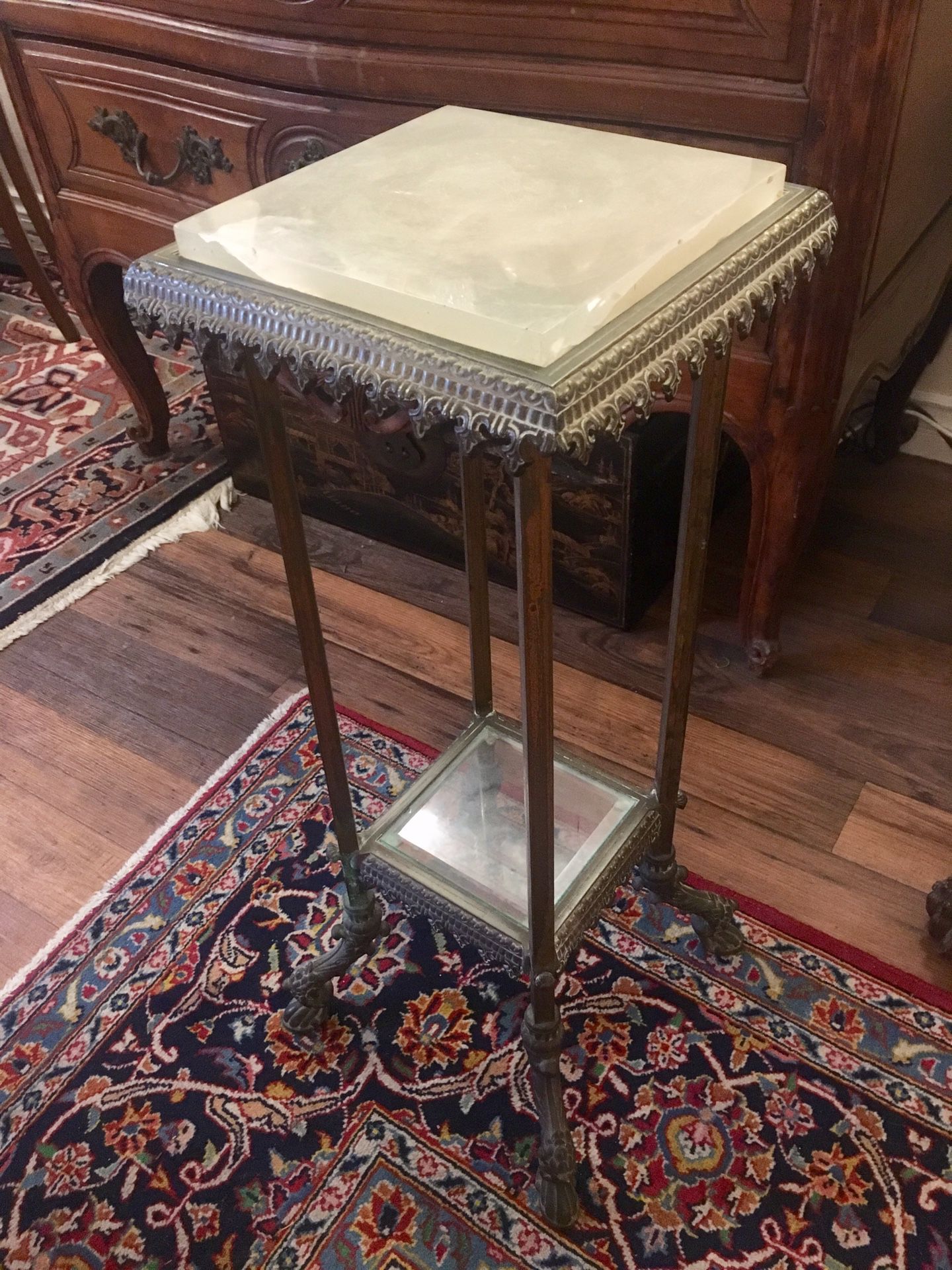 Antique Bronze and Marble Table Stand