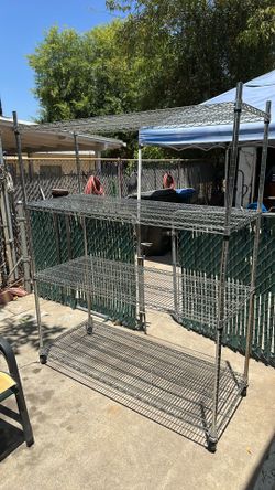 Metal storage rack on wheels