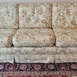 86 Inch Cream Brocade Sofa/Couch