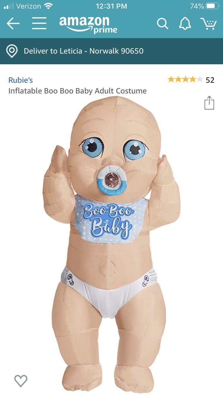 Inflatable baby boy costume
