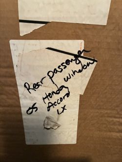 2005 Honda Accord LX Rear Passenger Window