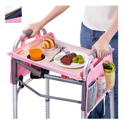 Walker Tray with Cup Holder & Pockets – Folding Table for Walkers (BAGSFY Style)