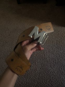 MCM Visetos Belt with Silver M Buckle