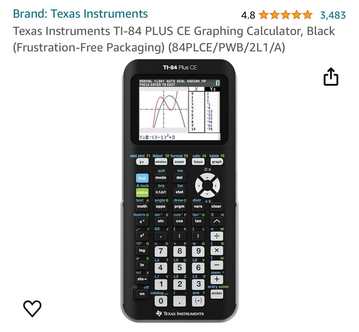 Texas Instruments TI-84 Plus  CE Calculator 