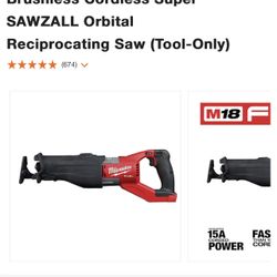 M18 Brushless Cordless Super SAWZALL Orbital Reciprocating Saw