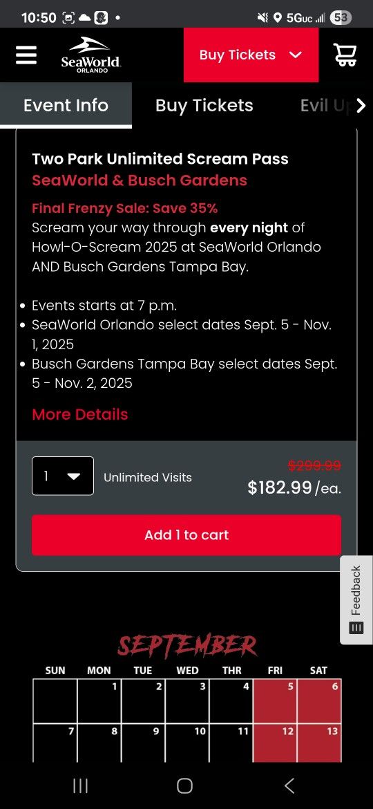 SeaWorld Halloween Tickets