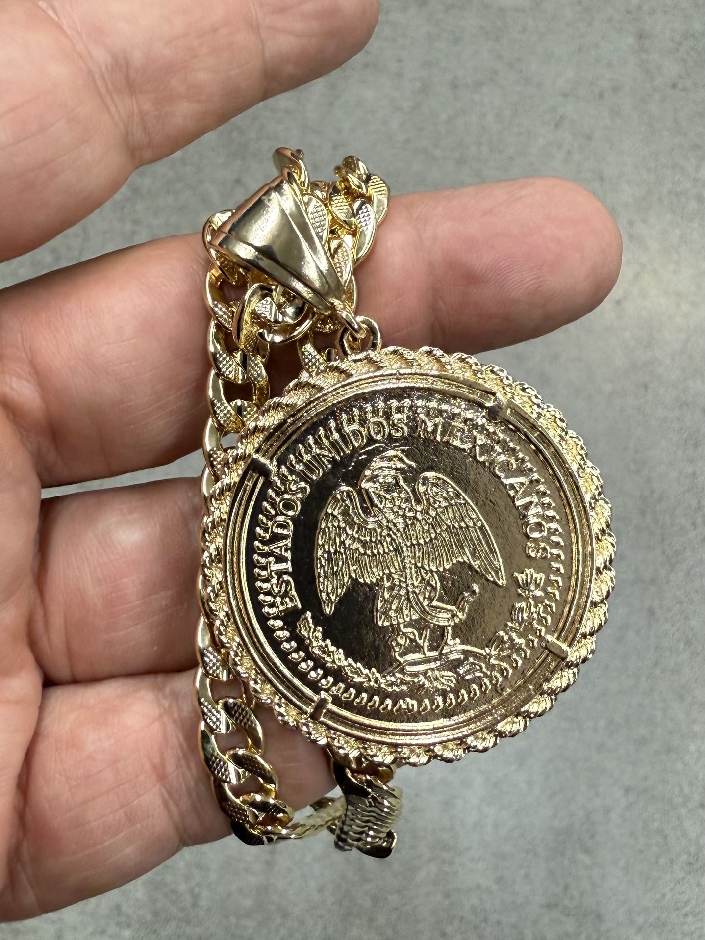 50 Pesos Moneda Mexican Centenario Heavy Pendant And Necklace
