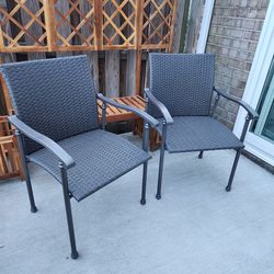 Brand New Matching Pair Of Grey Metal/Mesh Patio Chairs 