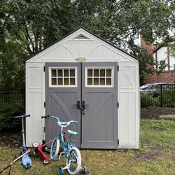 Suncast 8' x 10' Heavy-Duty Resin Tremont Storage Shed, Sand