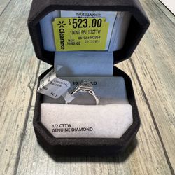 Engagement  Ring (Size 7) - 1/2kt Diamonds / 10kt White Gold - Never Worn