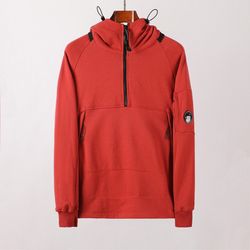 Cp Company Red Hooded Half Zip Jacket
