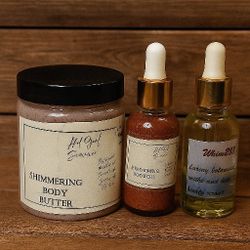 Shimmering Body Oil And Body Butter Set Dark Tan 