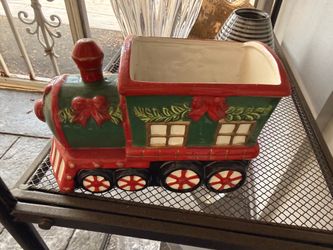 Ceramic Christmas Train Planter