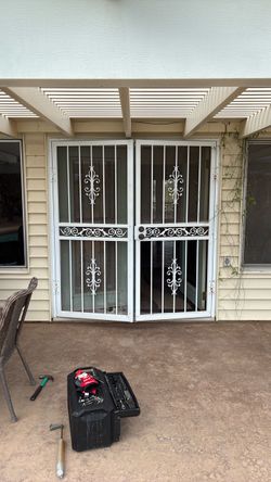 White Ornamental Steel Security Double Door