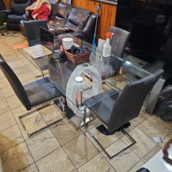 Dinning Room Table Glass 4 Chairs 