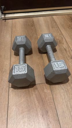 15 lb hex dumbbells