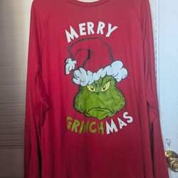 The Grinch Dr. Seuss Christmas T Shirt Pajama Top Jersey XXL