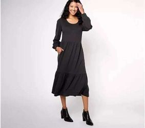 Denim & Co. Canyon Retreat Dress, BLACK, Size 2X