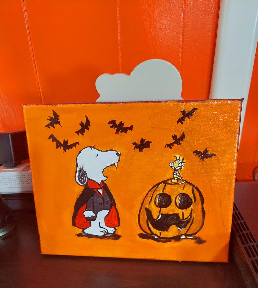 Snoopy Halloween Acrylic Paintings On Canvas