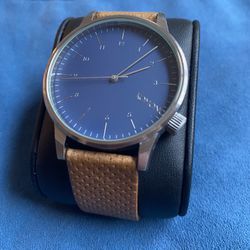 Komono “The Winston” Watch Silver Blue & Cognac