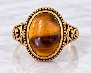 South African Tiger's Eye Ring Size 7, 8 8.30 ctw