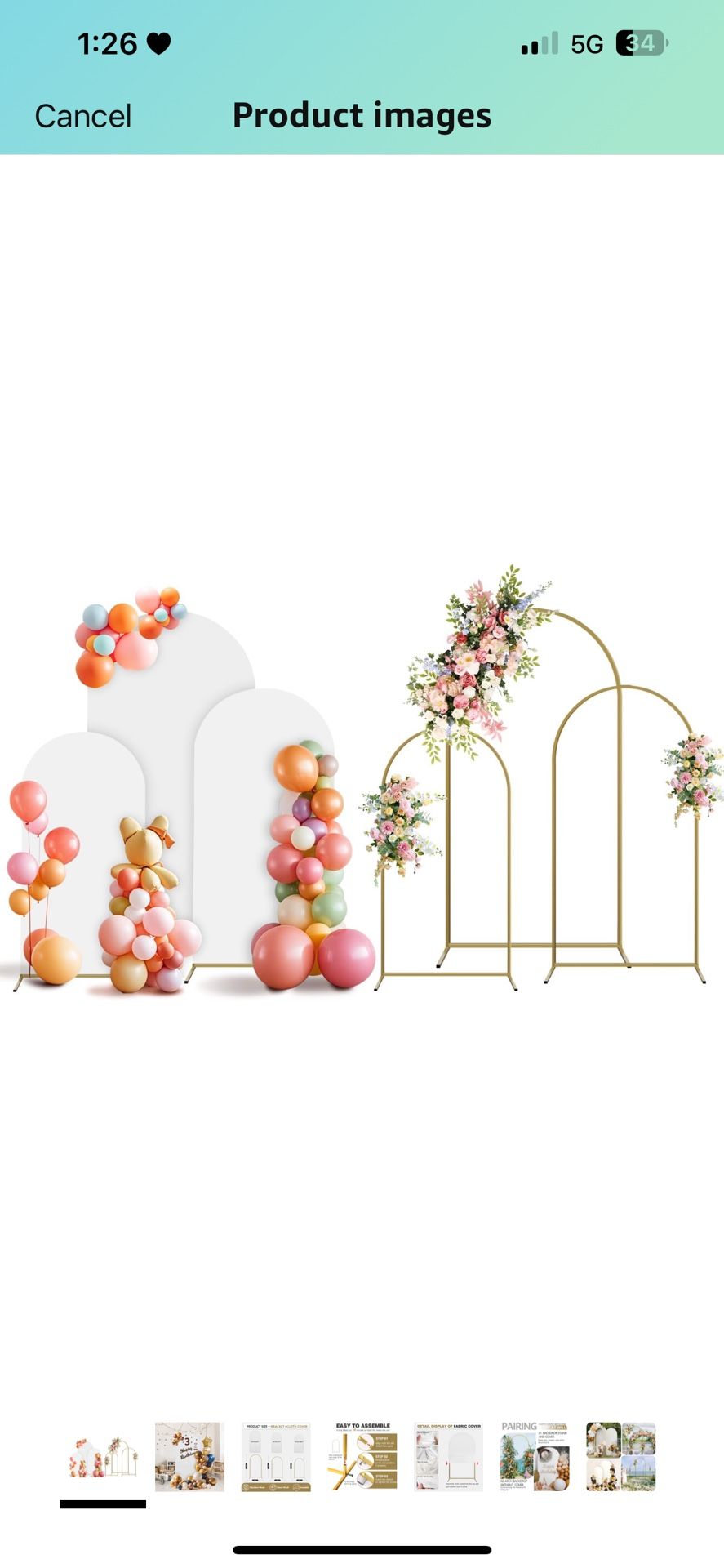 Arch Backdrop Stand and Cover Set, 3 Metal Balloon Arch Backdrop 4ft 5ft 6ft,