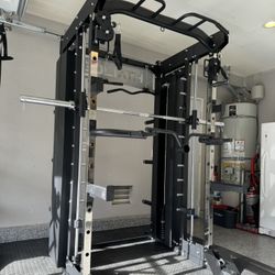 Smith Machine, Pulley System, Power Rack, Rubber Weights, Dumbbells 