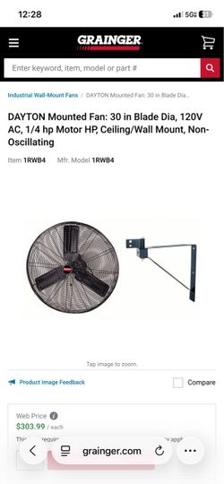 Dayton 30” 2 Speed Shop Fan with Pole Mount