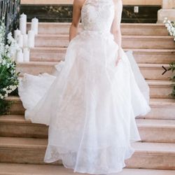 Sleeveless High Neck Lace Wedding Dress