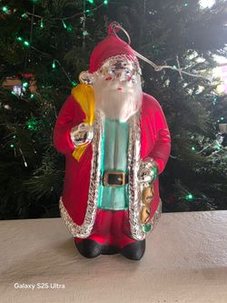 Department 56 Hand Blown Glass Santa Claus Christmas Ornament 9 " tall