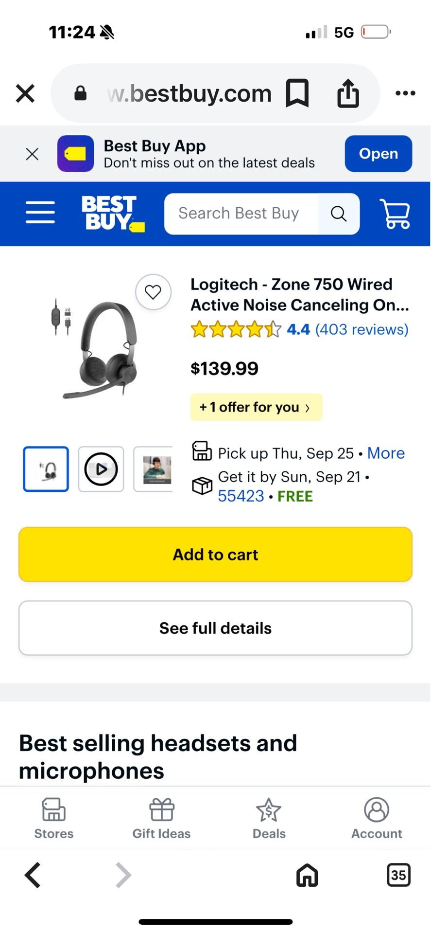 Headset Logitech - Zone 750 Wired Active Noise Canceling