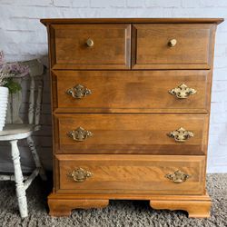 Gorgeous Meredith solid wood compact vintage compact dresser with beautiful dovetailed drawers