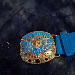 Silver Tigers Torch Lighter An Bkue Diamond Studded Fly High Eagles Men's Belt,