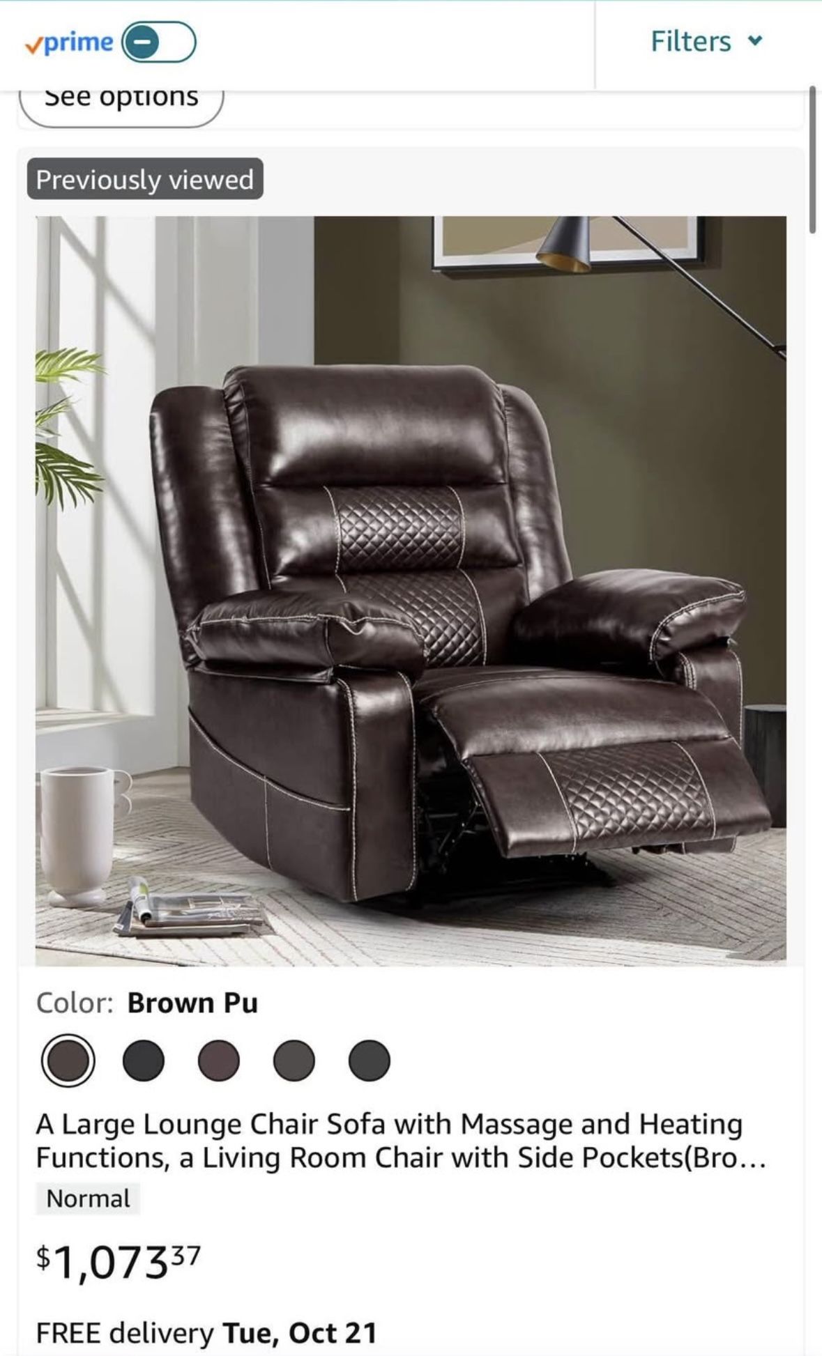 Large Lounge Chair Sofa with Massage and Heating Functions