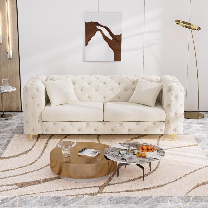 SOFA — Modern Long Tufted Velvet Wide Armrest 