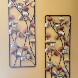 Metal Wall Art Set 2-Pc. With Glass Tealights 