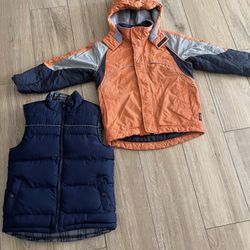 Boys snow vest and jacket size 10/12