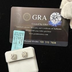 925 Sterling Silver 7mm Moissanite Earrings With GRA Cert