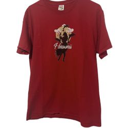 Hawaii Dolphin Girl Red T Shirt Size Large For Men Nature Art Tee Rare Cotton