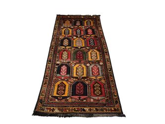 100% Vegetable Dyed Handmade Vintage Geometric Tribal Kilim Runner 3’4x7’2