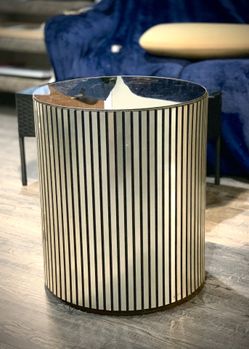 Modern Brass Lamp + Glass-Top Drum Side Table (Bundle) – Pick Up Today