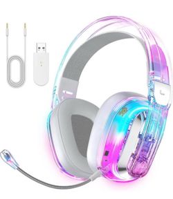 Brandnew Wireless Gaming Headset for PS5, PS4, PC, Switch, Mac, 2.4GHz USB Over Ear Gaming Headphones with Crystal RGB Lights