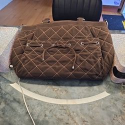 Vera Bradley Espresso Tie String Quilted Purse Brown 