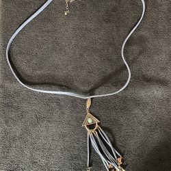 Boho Faux Blue Cord Necklace