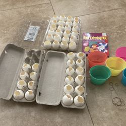 Easter 44 Empty Eggs, 5 Cups & Egg Coloring Kit 