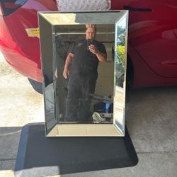 Picture Framed Mirror With Multi Facet Angels 