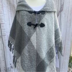 Plated Button Up Poncho 